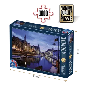 Puzzle adulți 1000 piese Peisaje de Noapte - Gent, Belgia -0
