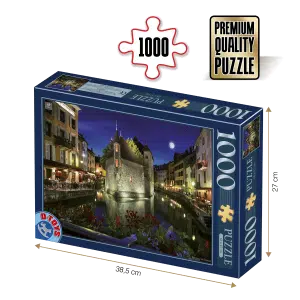 Puzzle adulți 1000 piese Peisaje de Noapte - Annecy, Franța-0