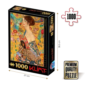 Puzzle adulti 1000 piese Gustav Klimt - Lady with a Fan -0