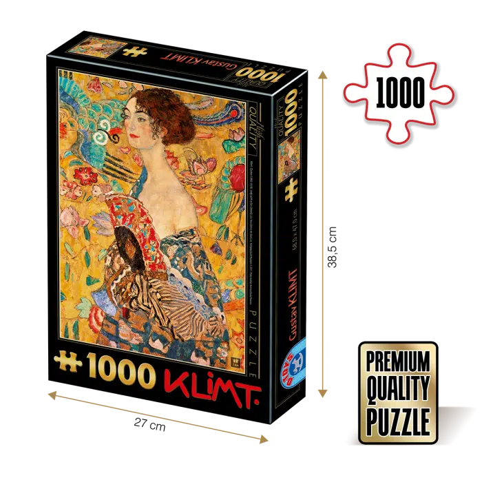 Puzzle adulti 1000 piese Gustav Klimt - Lady with a Fan -0