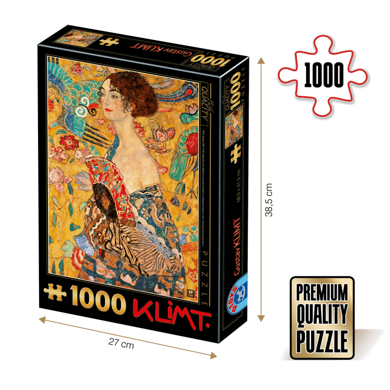 Puzzle adulti 1000 piese Gustav Klimt - Lady with a Fan -0