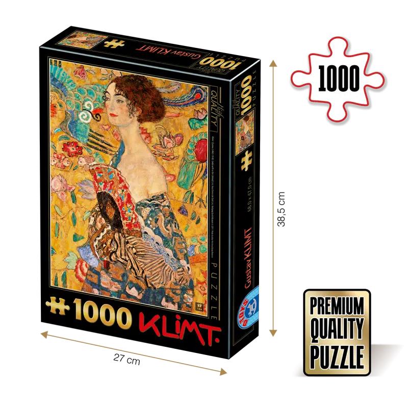 Puzzle adulti 1000 piese Gustav Klimt - Lady with a Fan -0