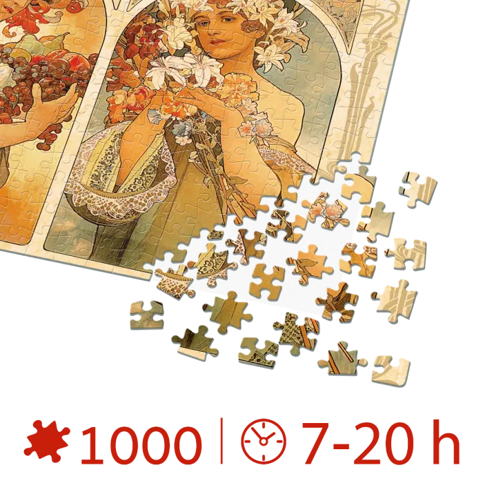 Puzzle adulți Alphonse Mucha - Fruit and Flower/Fructe și Flori - 1000 Piese-34203