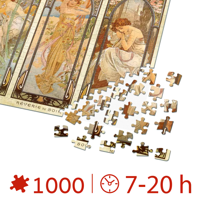 Puzzle adulți Alphonse Mucha - The Time of the Day/Orele zilei - 1000 Piese-34283