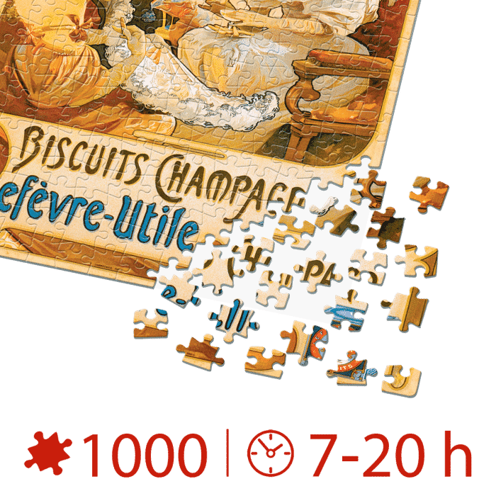 Puzzle adulți 1000 piese Vintage Posters - Biscuits Champagne Lefèvre-Utile-34937