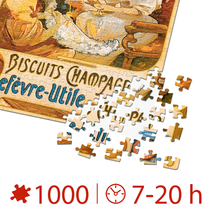 Puzzle adulți 1000 piese Vintage Posters - Biscuits Champagne Lefèvre-Utile-34937