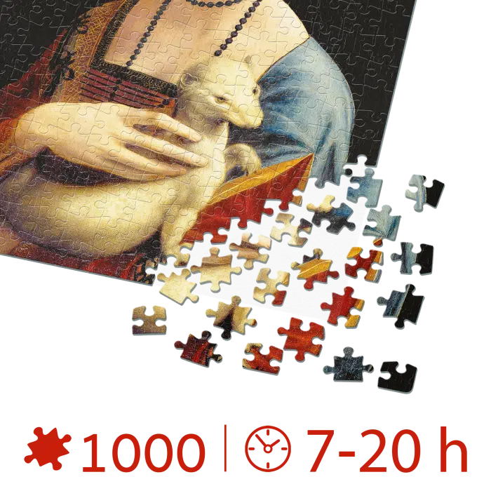 Puzzle adulti 1000 piese Lady with an Ermine/Dama cu hermină - 1000 Piese-34247