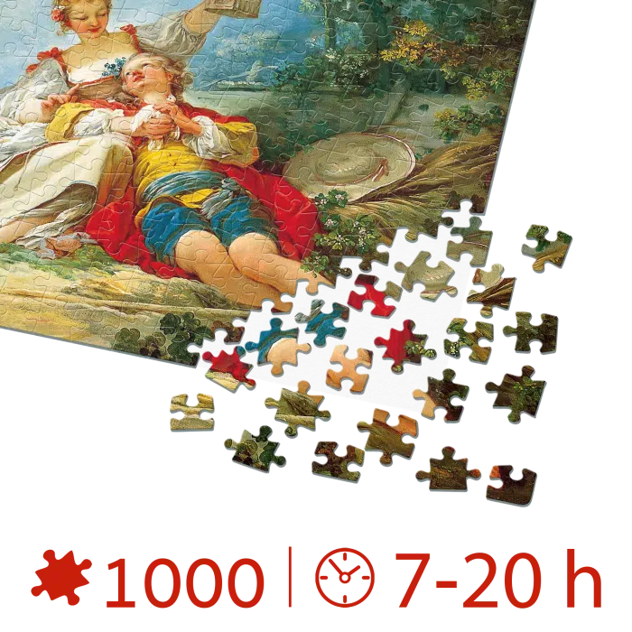 Puzzle adulți Jean-Honoré Fragonard - Happy Lovers/Iubiți fericiți - 1000 Piese-34328