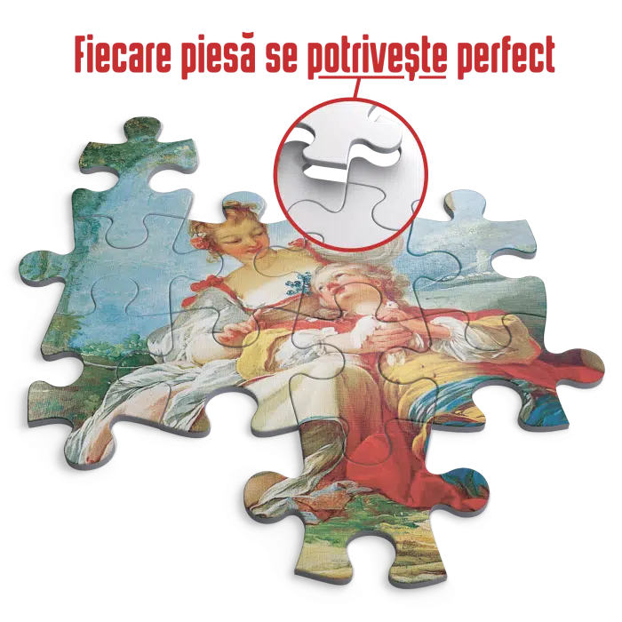 Puzzle adulți Jean-Honoré Fragonard - Happy Lovers/Iubiți fericiți - 1000 Piese-34330