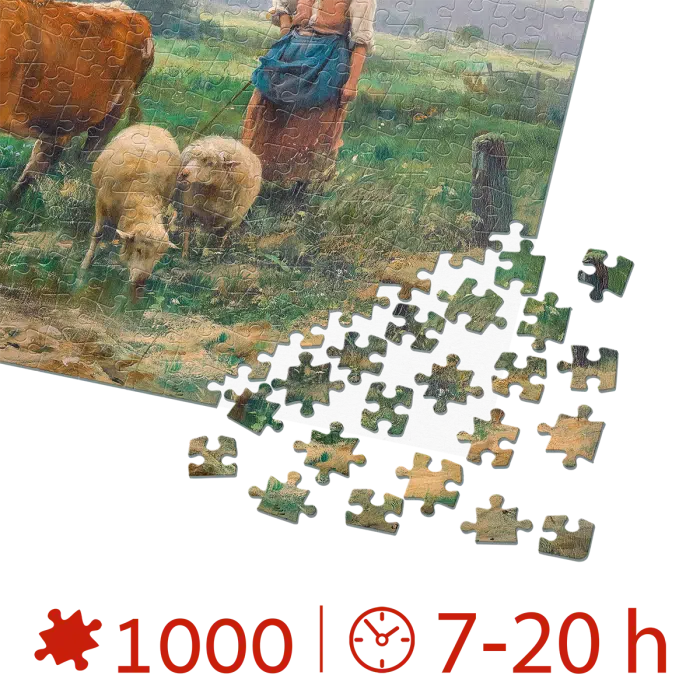 Puzzle adulti 1000 piese Julien Dupré - The Shepherdess with her Flock -34643