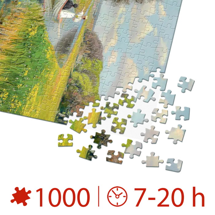 Puzzle adulti 1000 piese Hans Andersen Brendekilde - Spring. A Young Couple in a Rowing Boat on Odense-35147