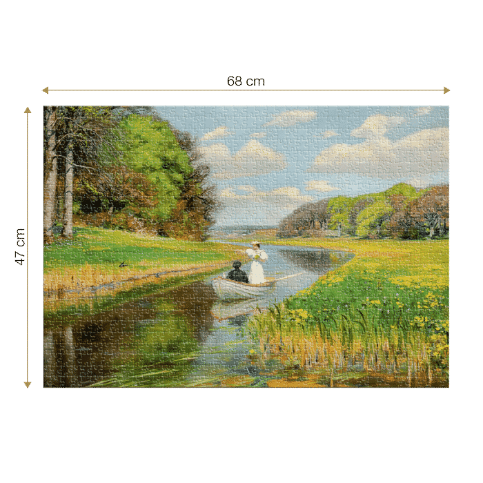Puzzle adulti 1000 piese Hans Andersen Brendekilde - Spring. A Young Couple in a Rowing Boat on Odense-35150