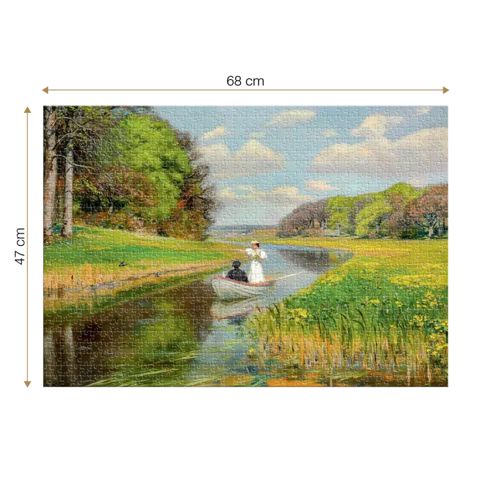 Puzzle adulti 1000 piese Hans Andersen Brendekilde - Spring. A Young Couple in a Rowing Boat on Odense-35150