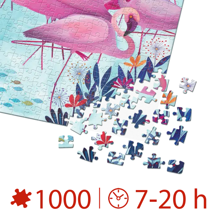 Puzzle adulți 1000 piese Kürti Andrea - Tropical - Flamingo -34752