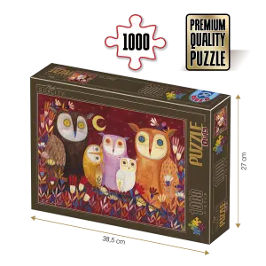 Puzzle adulți 1000 piese Kürti Andrea - Owls/Familie de Bufnițe-0