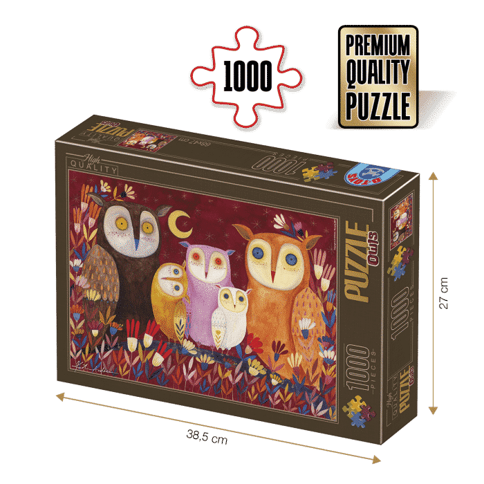 Puzzle adulți 1000 piese Kürti Andrea - Owls/Familie de Bufnițe-0