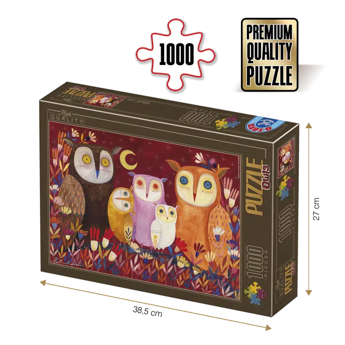 Puzzle adulți 1000 piese Kürti Andrea - Owls/Familie de Bufnițe-0