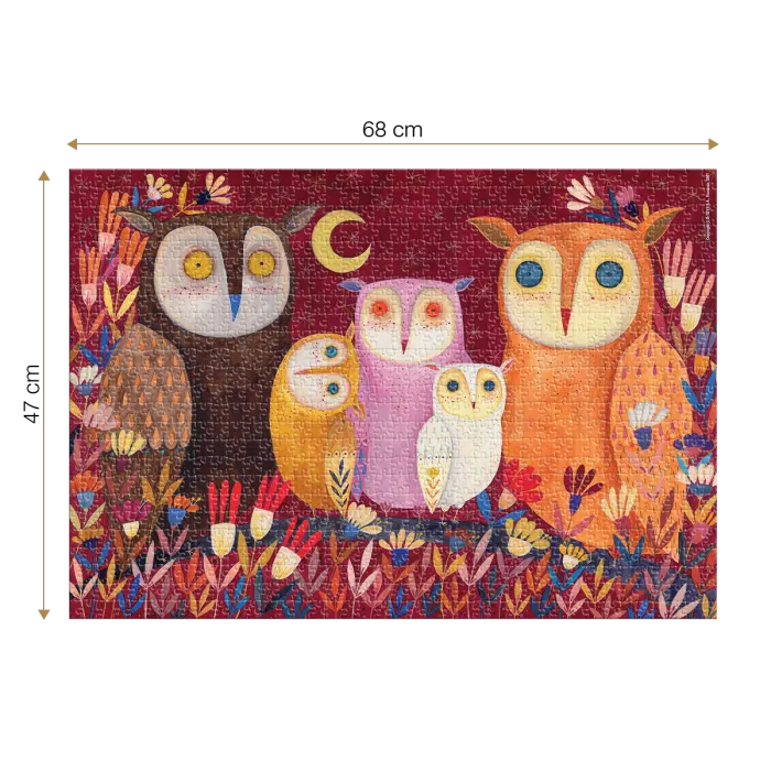 Puzzle adulți 1000 piese Kürti Andrea - Owls/Familie de Bufnițe-34818
