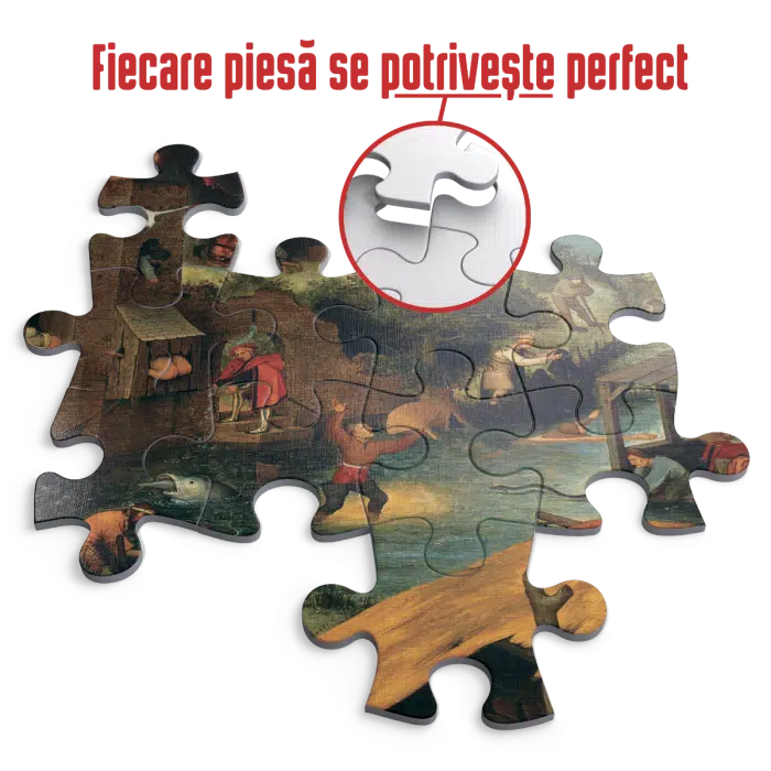 Puzzle adulți Bruegel cel Batrân - Netherlandish Proverbs/Proverbe olandeze - 1000 Piese-34177