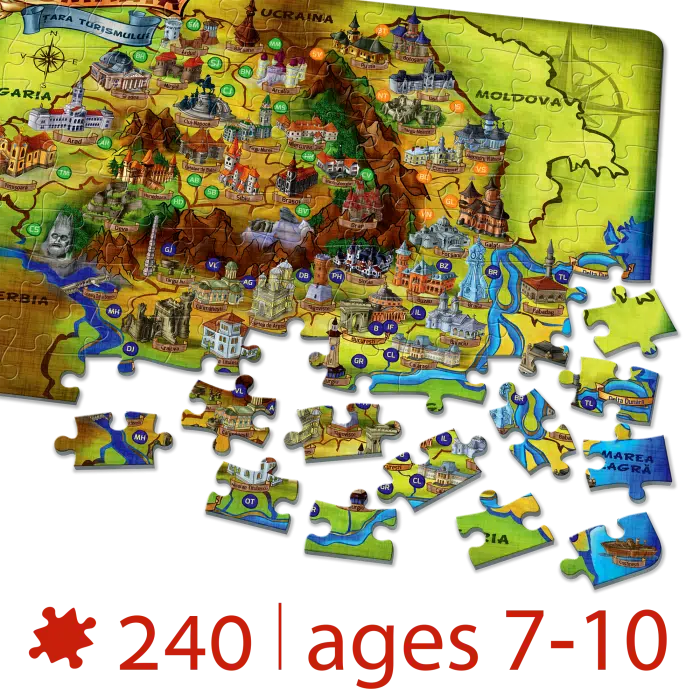 Puzzle copii 240 piese - România - Țara Turismului-34386