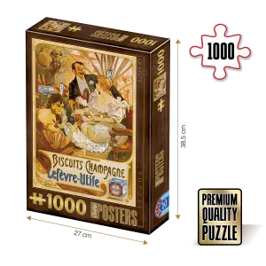 Puzzle adulți 1000 piese Vintage Posters - Biscuits Champagne Lefèvre-Utile-0