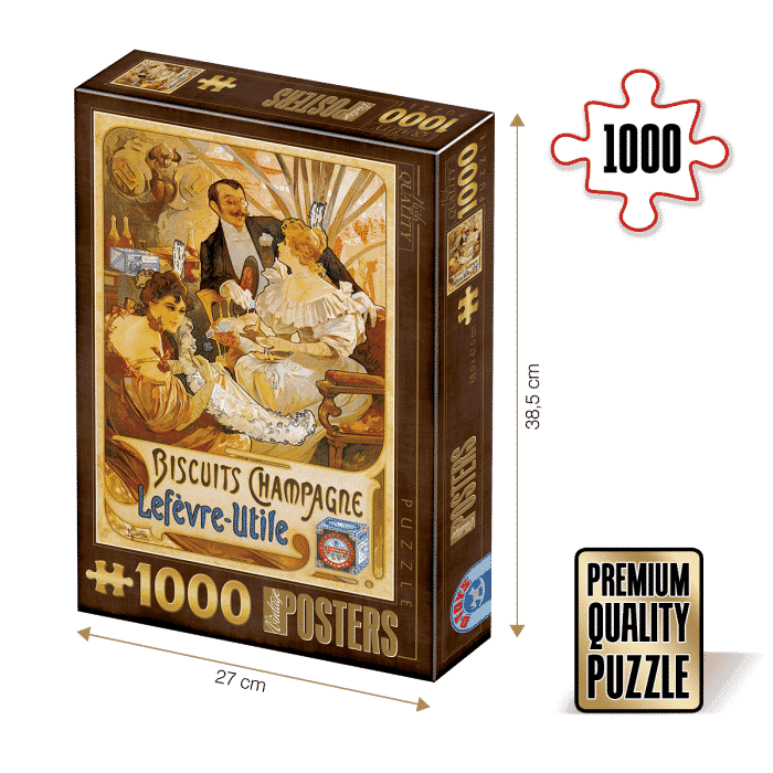 Puzzle adulți 1000 piese Vintage Posters - Biscuits Champagne Lefèvre-Utile-0