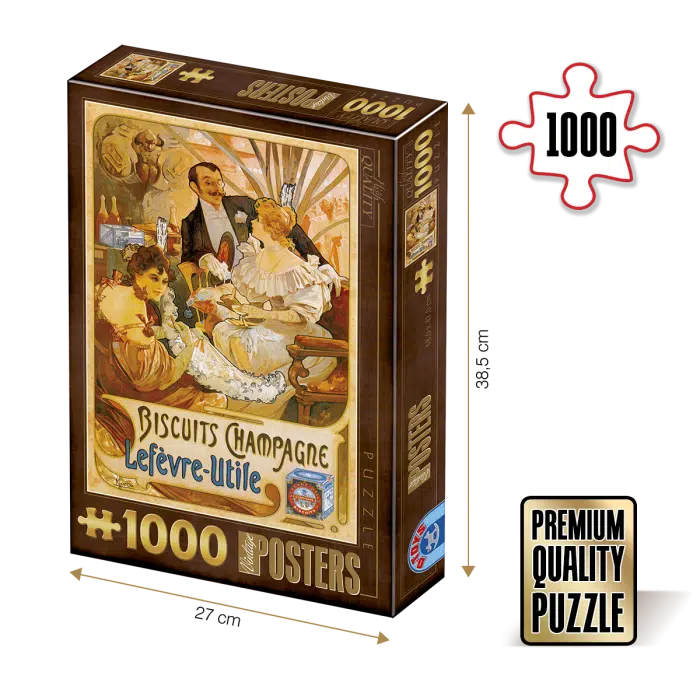 Puzzle adulți 1000 piese Vintage Posters - Biscuits Champagne Lefèvre-Utile-0