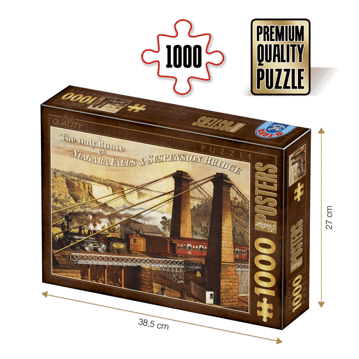 Puzzle adulți 1000 piese Vintage Posters - The Only Route via Niagara Falls & Suspension Bridge-0