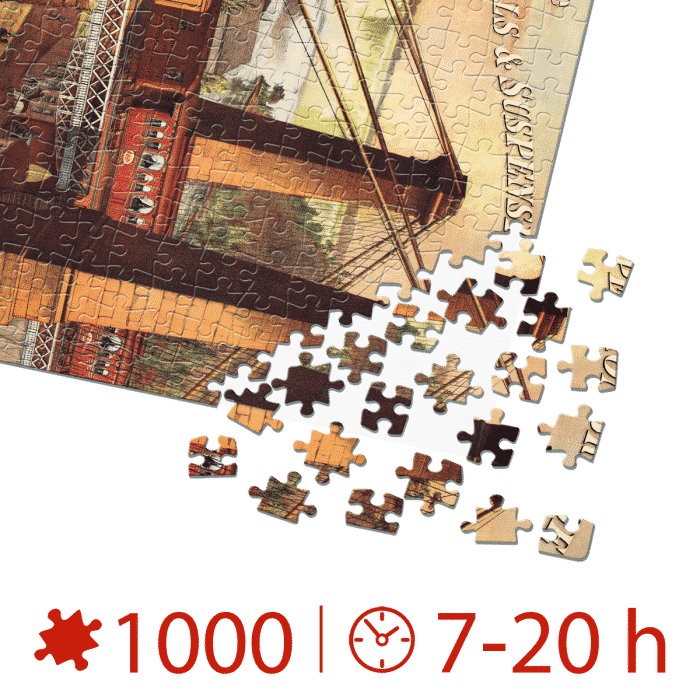 Puzzle adulți 1000 piese Vintage Posters - The Only Route via Niagara Falls & Suspension Bridge-35057