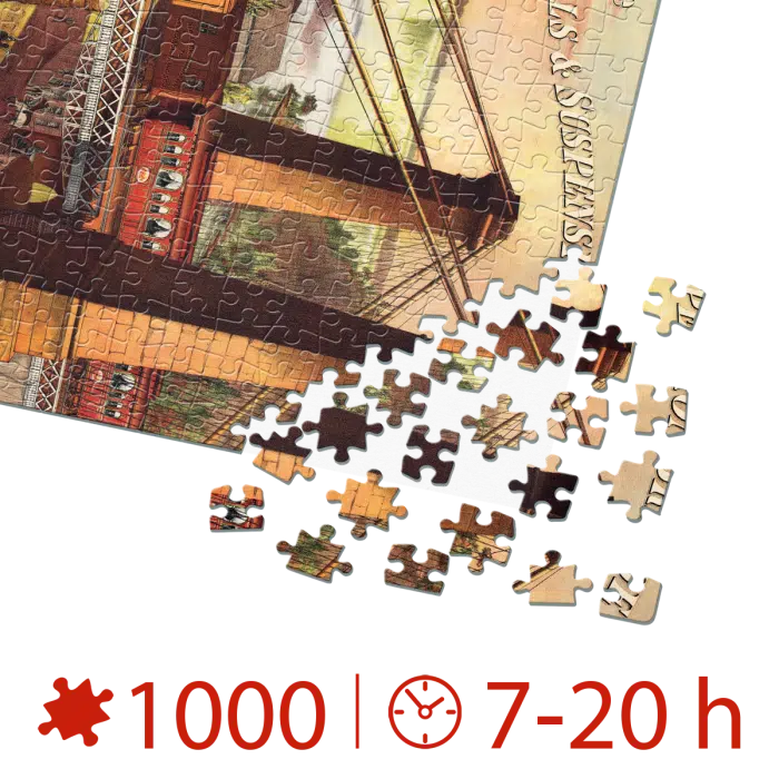 Puzzle adulți 1000 piese Vintage Posters - The Only Route via Niagara Falls & Suspension Bridge-35057