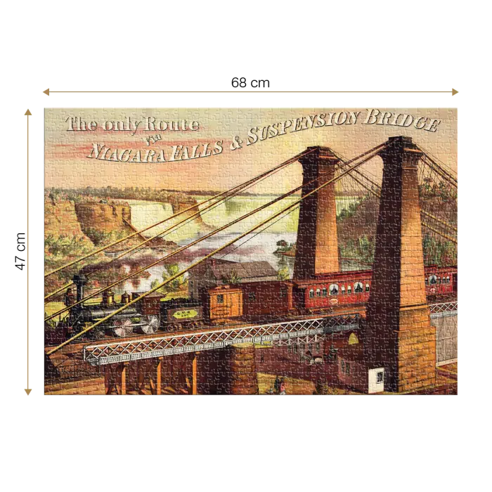 Puzzle adulți 1000 piese Vintage Posters - The Only Route via Niagara Falls & Suspension Bridge-35060