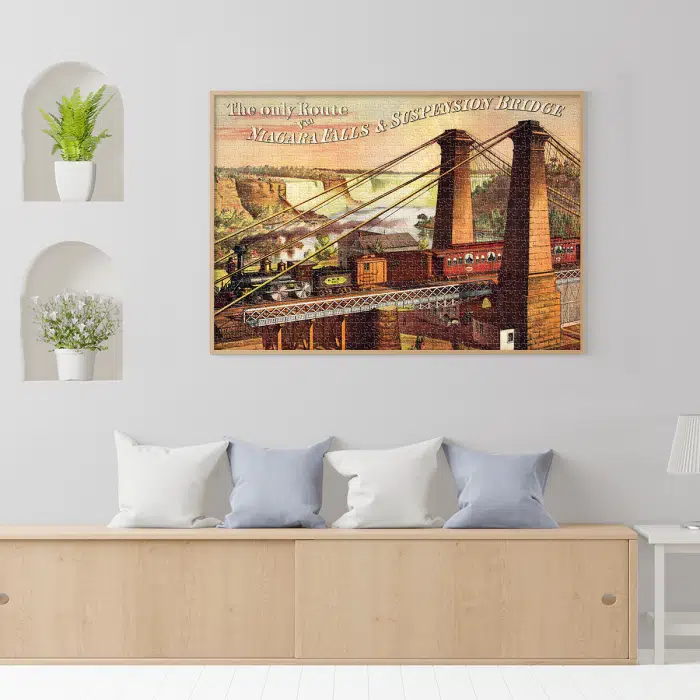 Puzzle adulți 1000 piese Vintage Posters - The Only Route via Niagara Falls & Suspension Bridge-35061