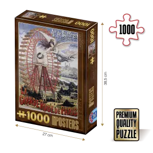 Puzzle adulți 1000 piese Vintage Posters - La grande roue de Paris-0