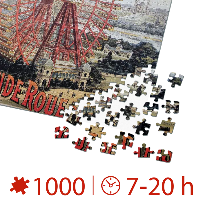 Puzzle adulți 1000 piese Vintage Posters - La grande roue de Paris-35051