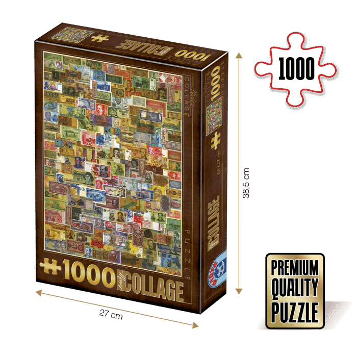 Puzzle adulți 1000 piese Vintage Collage - Paper Money / Bancnote-0