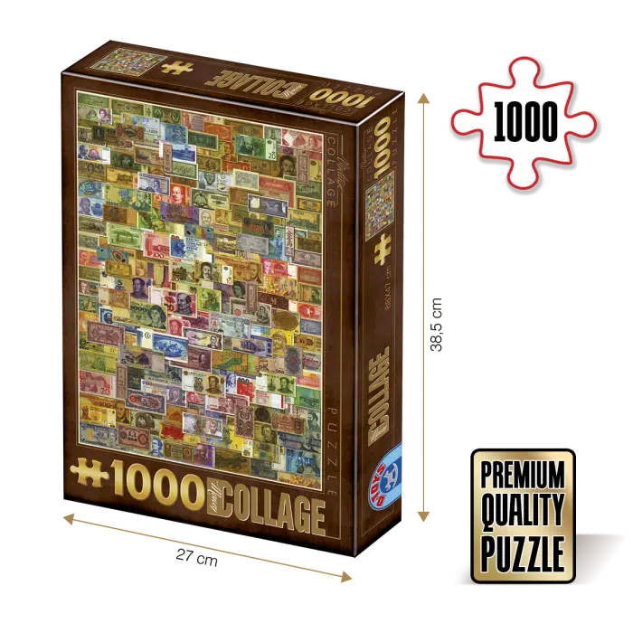 Puzzle adulți 1000 piese Vintage Collage - Paper Money / Bancnote-0