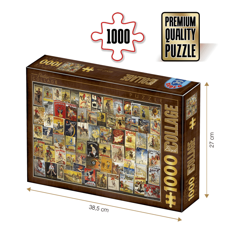 Puzzle adulți 1000 piese Vintage Collage - Bicycles / Biciclete -0