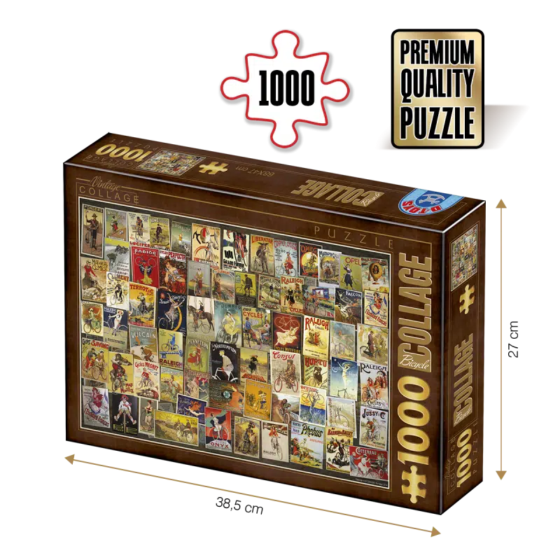Puzzle adulți 1000 piese Vintage Collage - Bicycles / Biciclete -0