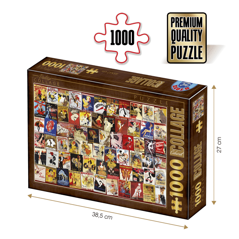 Puzzle adulți 1000 piese Vintage Collage - Cabaret Postcards-0