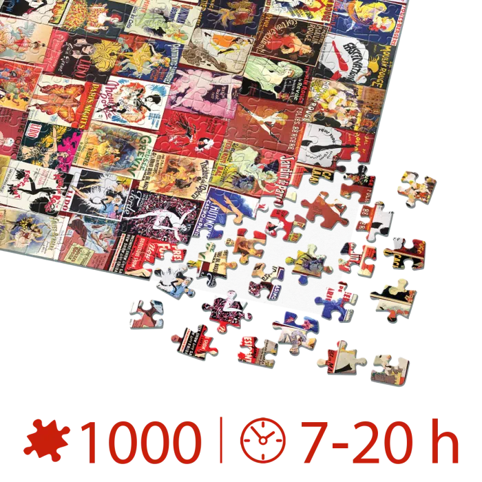 Puzzle adulți 1000 piese Vintage Collage - Cabaret Postcards-35105