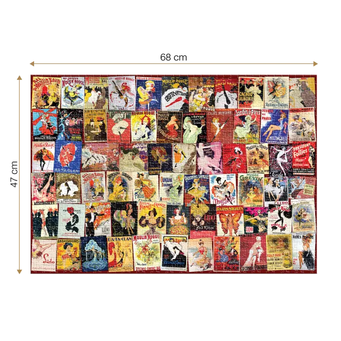 Puzzle adulți 1000 piese Vintage Collage - Cabaret Postcards-35108