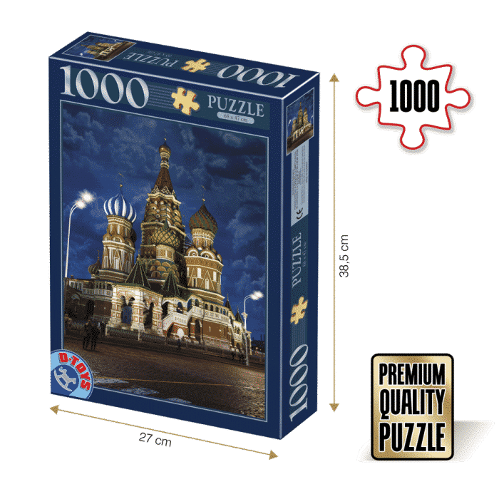 Puzzle adulți 1000 piese Peisaje de Noapte - Catedrala Sfântul Vasile din Moscova-0