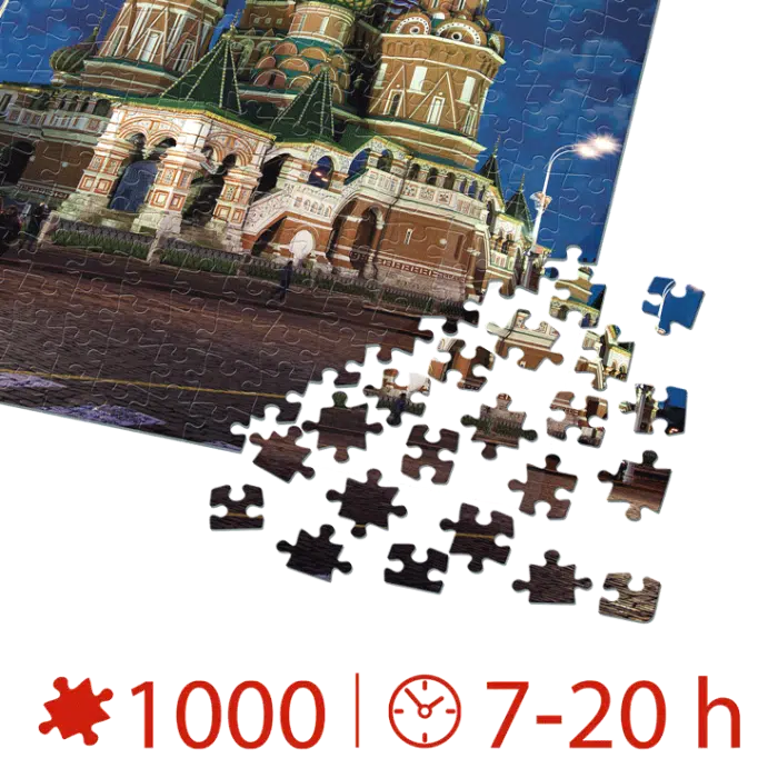 Puzzle adulți 1000 piese Peisaje de Noapte - Catedrala Sfântul Vasile din Moscova-35285