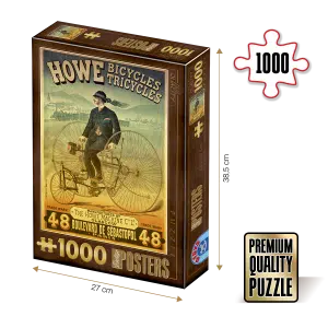 Puzzle adulți 1000 piese Vintage Posters - Howe Bicycles Tricycles-0