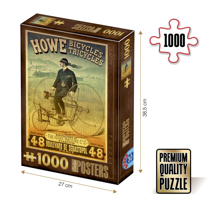 Puzzle adulți 1000 piese Vintage Posters - Howe Bicycles Tricycles-0