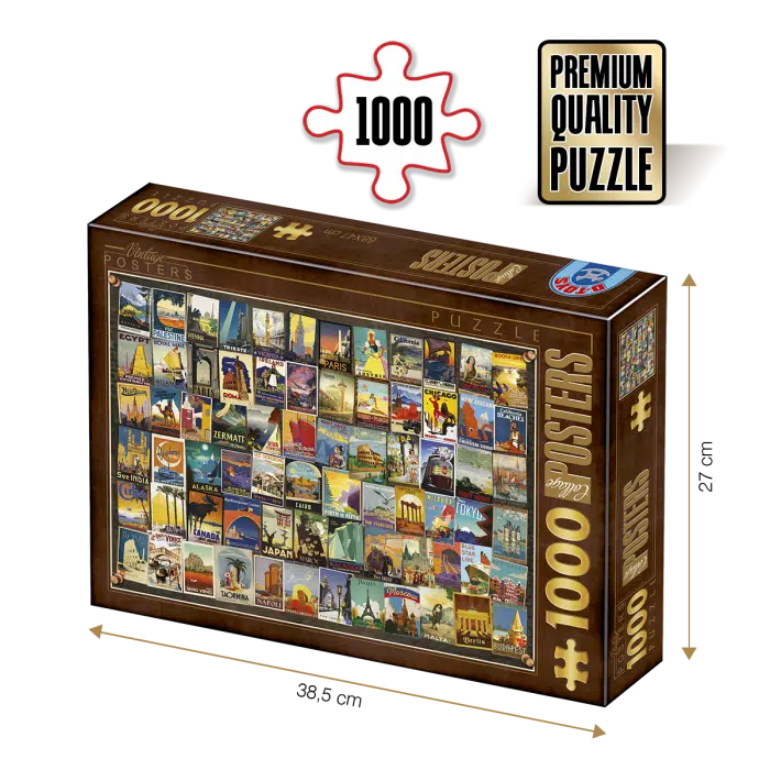 Puzzle adulți 1000 piese Vintage Collage - Travel -0