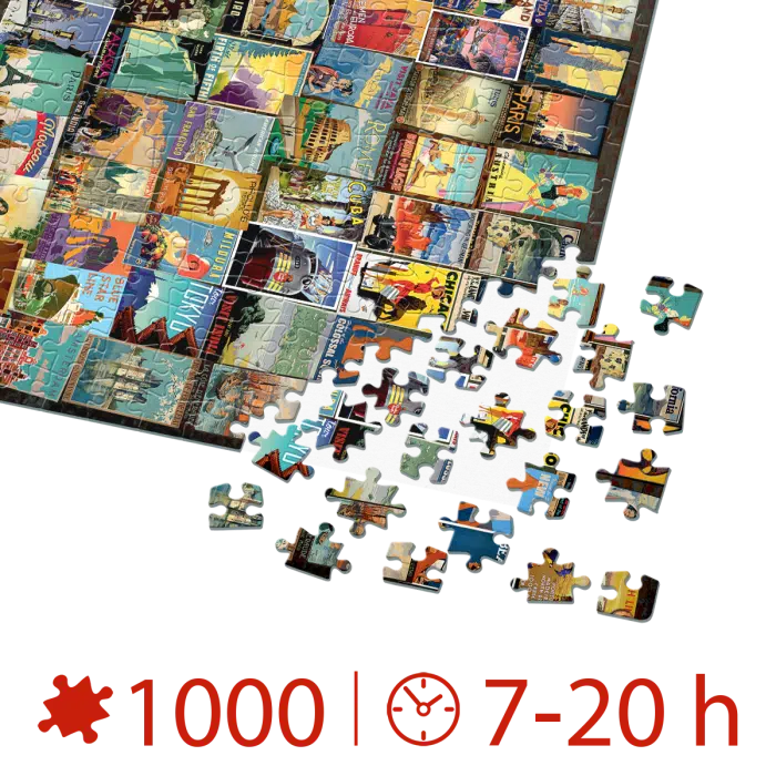 Puzzle adulți 1000 piese Vintage Collage - Travel -35081