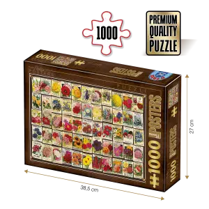 Puzzle adulți 1000 piese Vintage Collage - Flowers / Flori -0