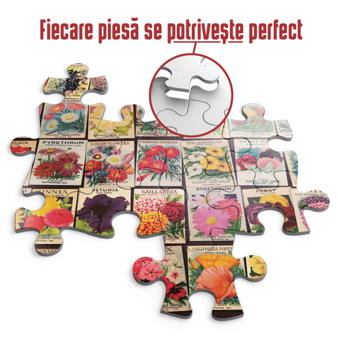 Puzzle adulți 1000 piese Vintage Collage - Flowers / Flori -35088
