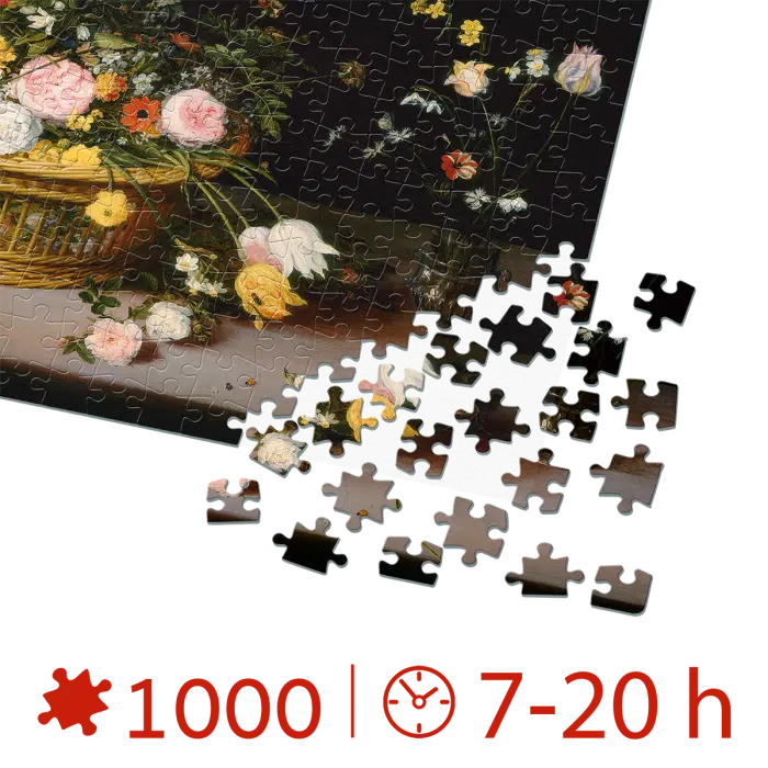 Puzzle adulți 1000 Piese Brueghel cel Bătrân - Flowers in a Basket and a Vase -34479